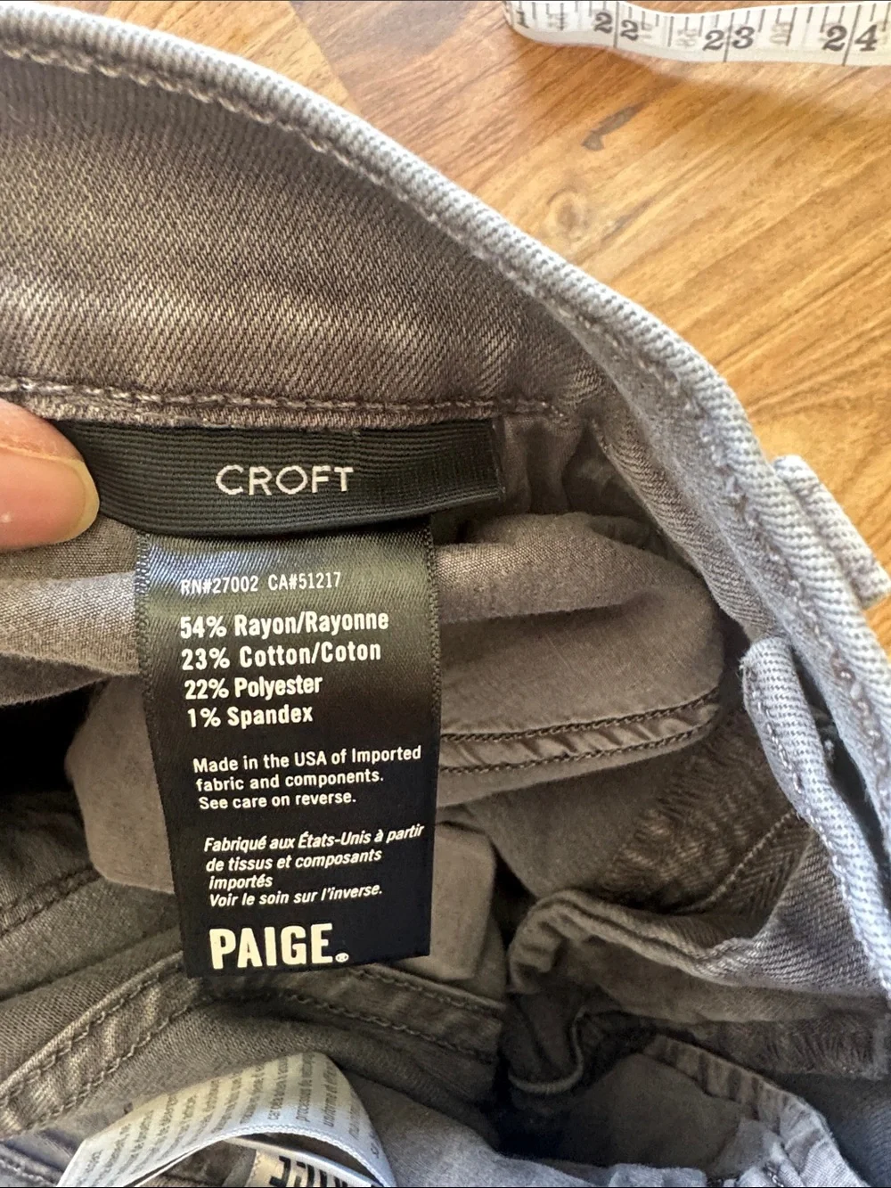 PAIGE Gray Slim Leg Jeans Style: Croft - Picture 7 of 8